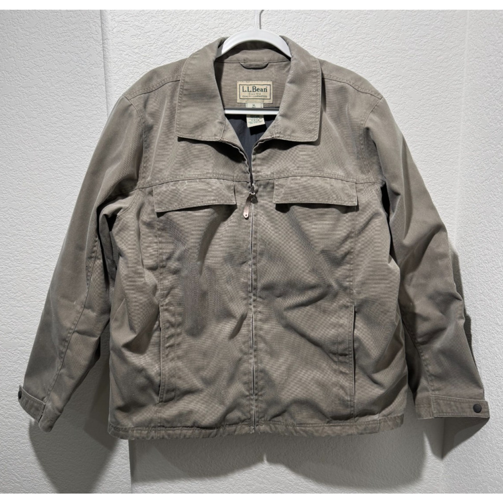 LL Bean Field Coat Canvas Work Utility Chore Barn Jacket Sz XL Green Gray